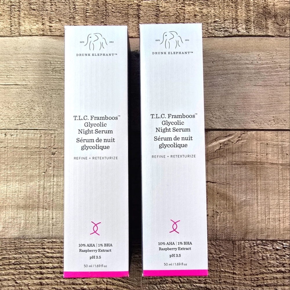 2 Drunk Elephant TLC Framboos Glycolic Resurfacing Night Serum 50ML Full S…